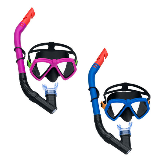 Snorkel Goggles and Tube for Children Bestway Blue Fuchsia Multicolour (3 Units)