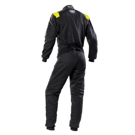 Racing jumpsuit OMP FIRST-S Black/Yellow 46 Standardised by FIA
