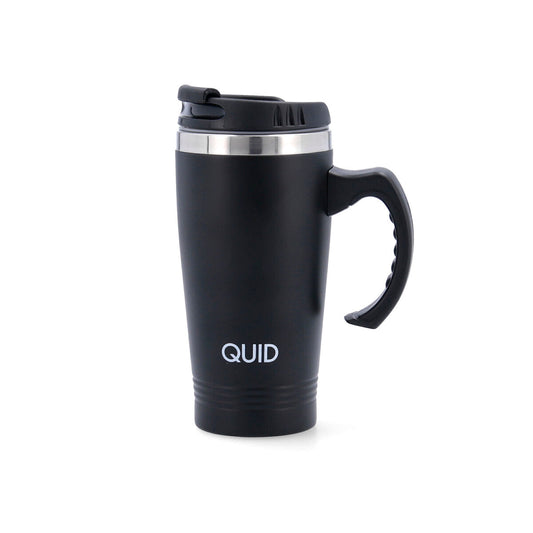 Thermal Cup with Lid Quid Cocco With handle Stainless steel Black 450 ml